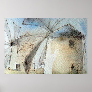 Greek Windmiles Poster