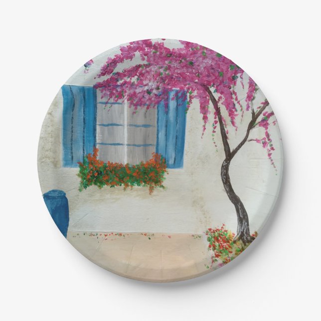 Greek window    paper plate (Front)