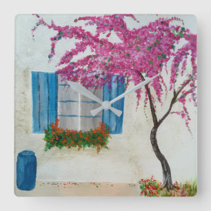 Greek window square wall clock