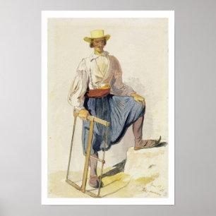 Greek Woodcutter, 13 June 1856 (pen, ink and w/c o Poster