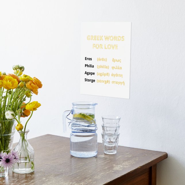 Greek words for love minimal white gold  foil prin foil prints (Laydown (Kitchen))