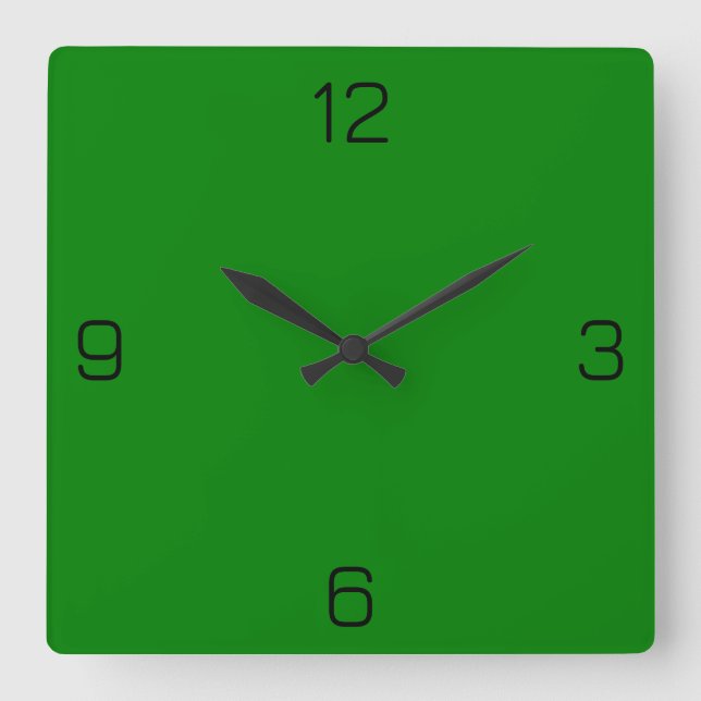Green 008000 Colour - With the Option to Add a Nam Square Wall Clock (Front)