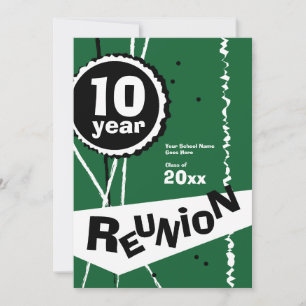 Green 10 Year Class Reunion Invitation