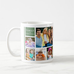 Green 12 Family Photo Collage Quote Monogrammed   Coffee Mug
