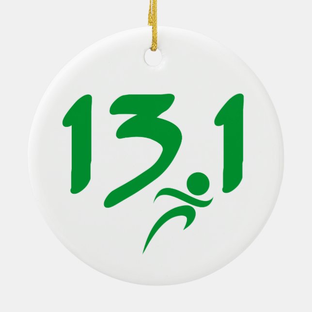 Green 13.1 half-marathon ceramic tree decoration (Back)