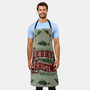 Green 1876 Merry Christmas Apron