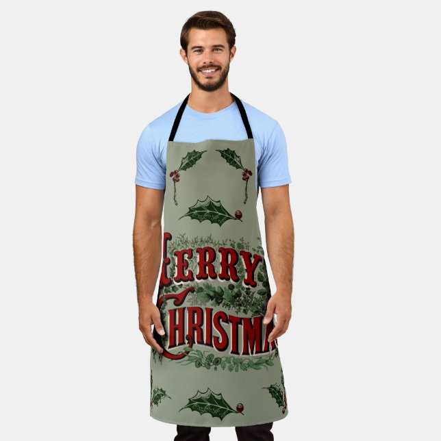Green 1876 Merry Christmas Apron (Worn)