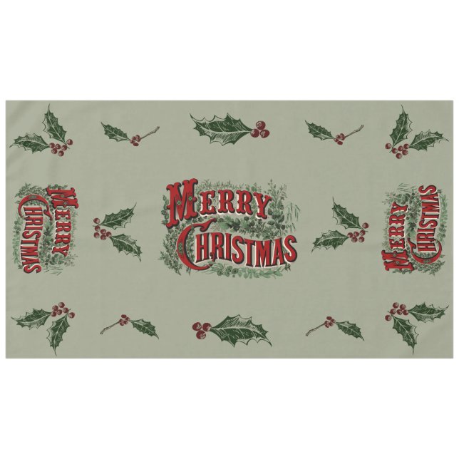 Green 1876 Merry Christmas Tablecloth (Front (Horizontal))