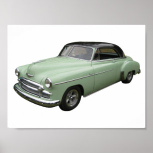 Green 1950 Chevrolet coupe poster. Poster