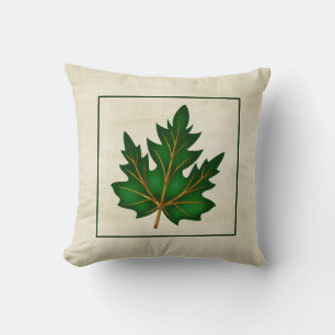 Green 1 Leaf Fall Season Themed Pillow Design 2