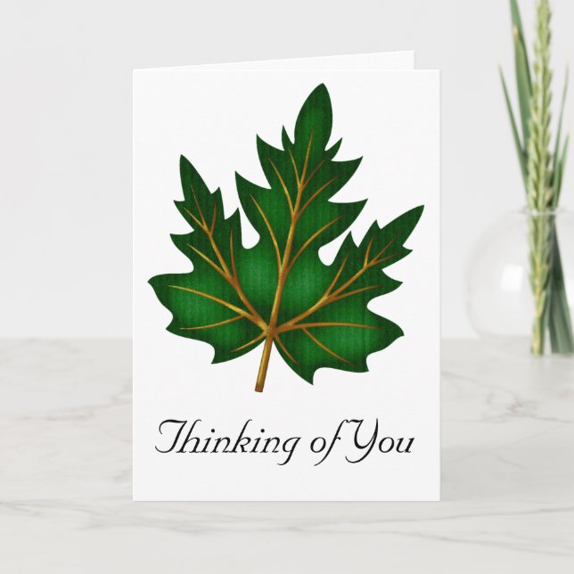 Green 1 Leaf Thinking of You Card Design (Front)