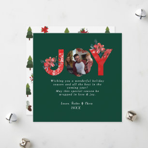 Green 1 Photo Joy Simple Custom Christmas Holiday Card