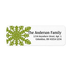 Green 1 Snowflake :: Return Address Labels