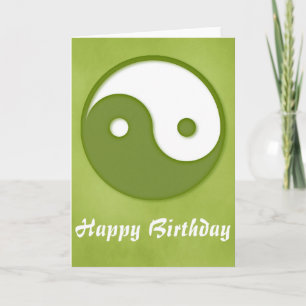 Green 1 Ying/Yang Happy Birthday Greeting Card