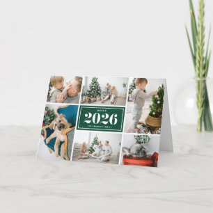 Green 2025 Happy New Year Photo Collage Holiday Card