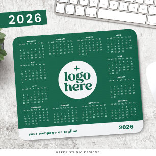Green 2026 Business Logo Branded Calendar Mouse Mat