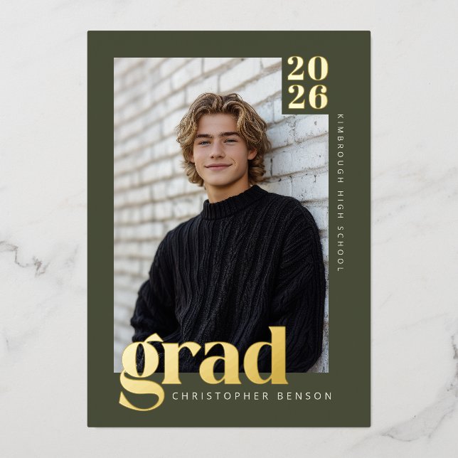 Green 2026 Modern 4 Photo Graduation Gold (Front)