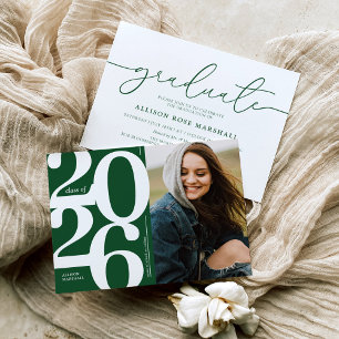 Green 2026 Photo Graduation Party Invitation