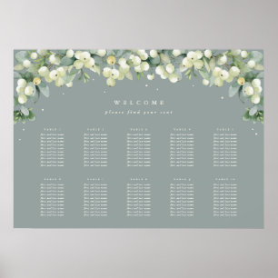 Green 28x20" 10 Tables of 10 Seating Chart Poster