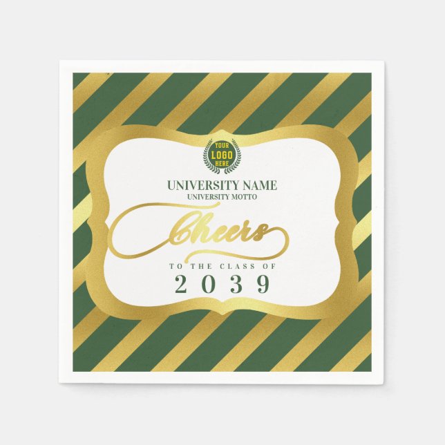 Green 2 School College University Graduation Day Napkin (Front)