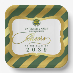 Green 2 School College University Graduation Day Paper Plate
