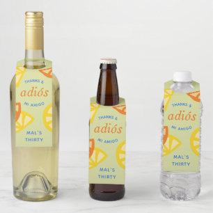 Green 30th Birthday Mexican Adios 20s Favor Bottle Tag