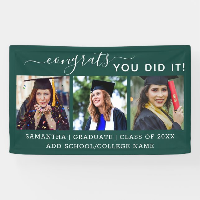 Green 3 Photo Congrats Graduate 2022 Graduation    Banner (Horizontal)