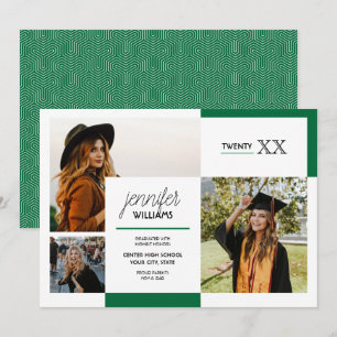Green 3 Photo Graduation Announcement