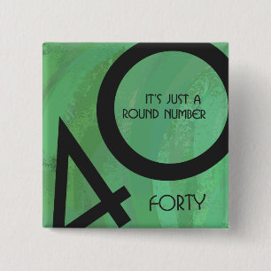 Green 40 Decade Birthday 15 Cm Square Badge