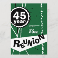 Green 45 Year Class Reunion Invitation