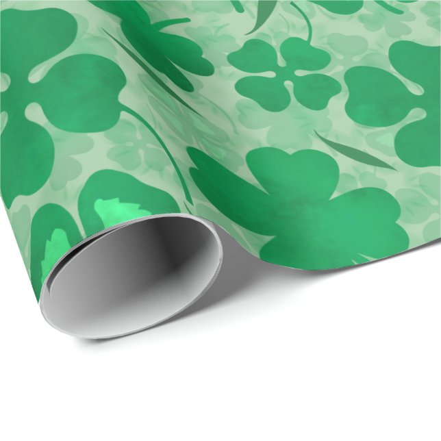 Green 4 Leaf Clovers Saint Patricks Day Wrapping Paper (Roll Corner)
