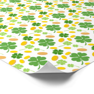 Green 4 Leaf Clovers St Patricks Day Coins Poster