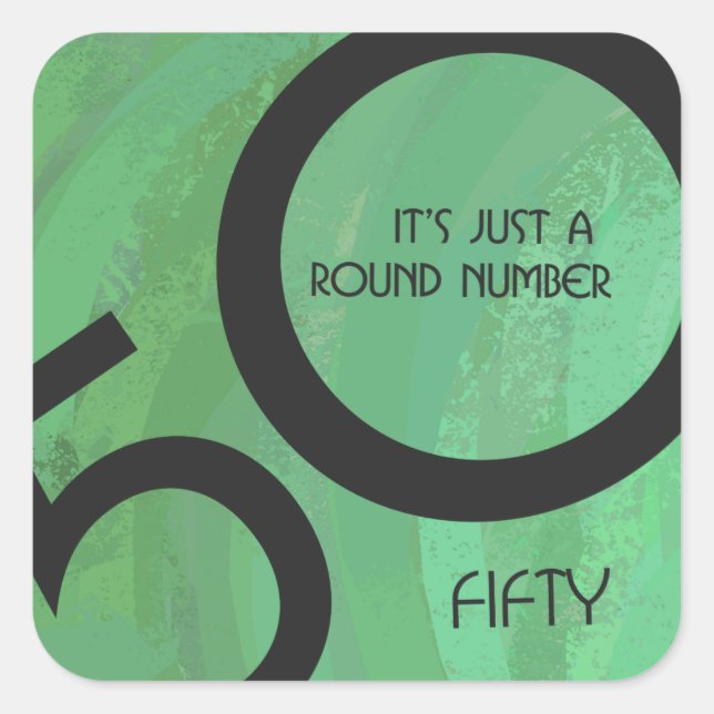 Green 50 Decade Birthday Square Sticker (Front)
