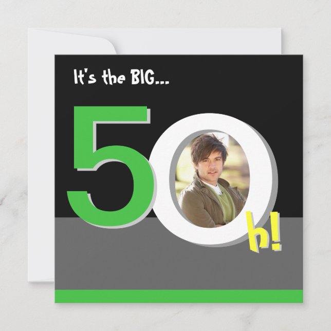 Green 50th Big 5-Oh! Photo Template Birthday Party (Front)