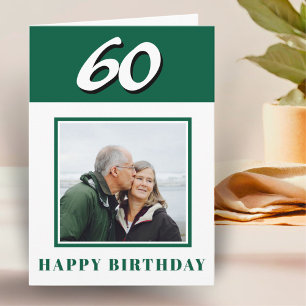 Green 60th Birthday Custom Photo Personalised Card