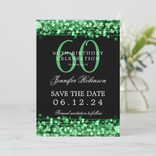 Green 60th Birthday Party Save the Date Invitation