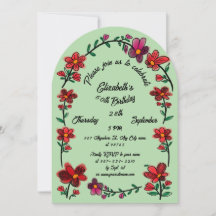 Green 60th Birthday Party Whimsical Doodle Flowers