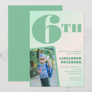 Green 6th birthday invitations Colourful Photo