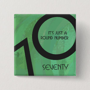 Green 70 Decade Birthday 15 Cm Square Badge