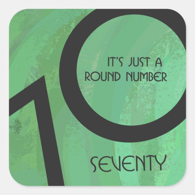 Green 70 Decade Birthday Square Sticker (Front)