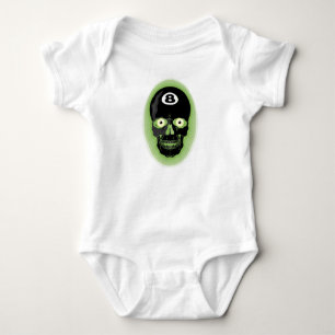 Green 8 Ball Pool Skull Baby Bodysuit