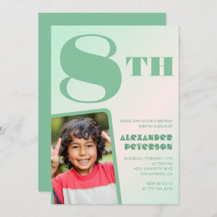 Green 8th birthday invitations Colourful Photo