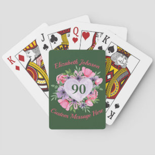 Green 90th Birthday Personalised Playing Cards