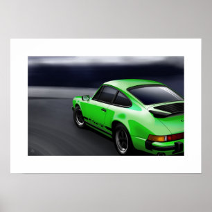 Green 911 Carrera Sports coupe Poster Illustration