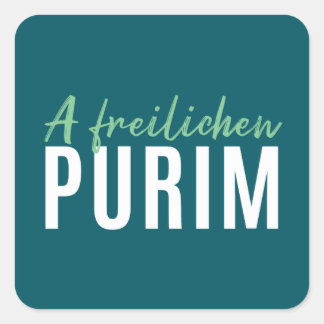 Green A Freilichen Purim Square Sticker