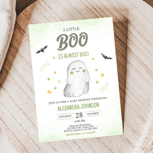 Green A Little Boo Baby Shower Invitation
