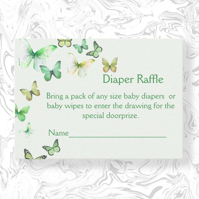 Green A Little Butterfly Baby Shower Diaper Raffle Enclosure Card (Creator Uploaded)