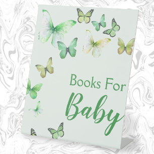 Green A Little Butterfly Baby Shower Gifts Pedestal Sign