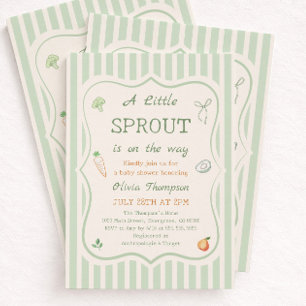 Green A Little Sprout Baby Shower Invitation