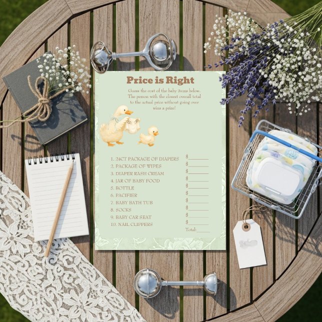 Green A Silly Goose Price is Right Game card (Green A Silly Goose Price is Right Game card)